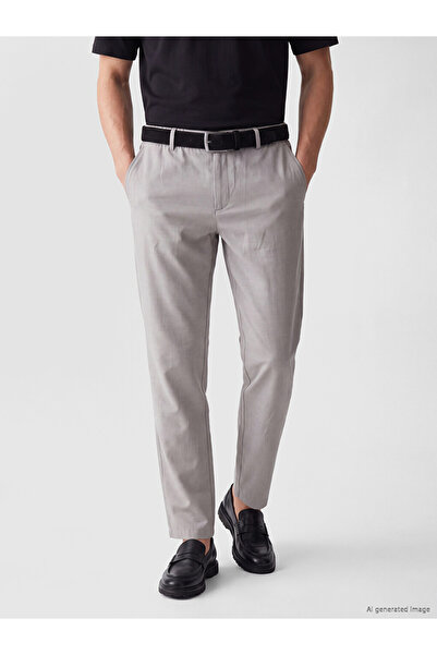 LC Waikiki Peak New Season Gray Regular Fit Linen Blend Men's Trousers