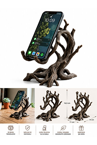 3D Baskı Ağaç Kökü Tasarımlı Telefon Standı Masaüstü Telefon Tutucu