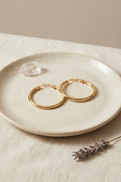 Clariss 316L Steel Gold Color 28 mm Hoop Earrings