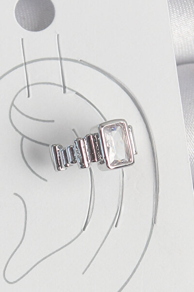 DMR Elegance Brass Silver Color Square Zircon Stone Women's Cartilage Model E...