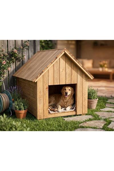 KARAS AHŞAP Büyük Irk Köpekler Için Doğal Ahşap Kulübe Dış Mekan Köpek Evi Ke...