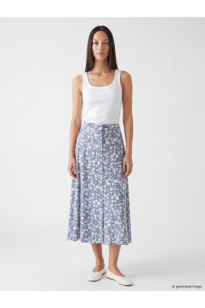 LC Waikiki Esvab • Modern & Distinctive Floral A-Line Skirt with Waist Cord