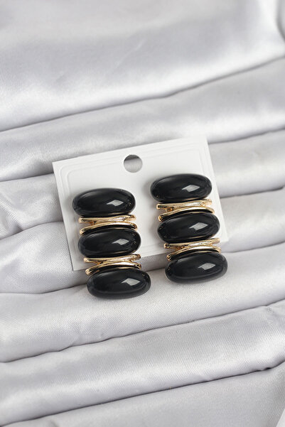 DMR Elegance Black Vintage Model Gold Color Women's Earrings