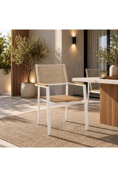 N.zone Luxury Outdoor Chair with Woven Rope and Weather-Resistant Powder-Coat...