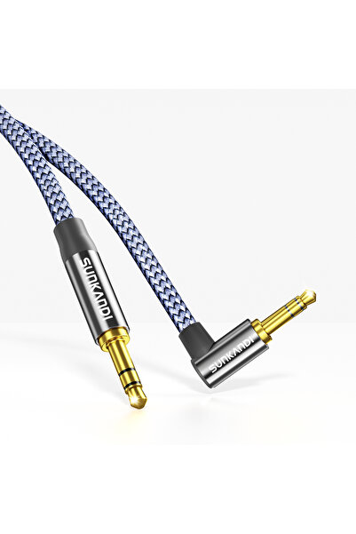 Choice1 0.6M Grey SUNKANDI 3.5mm TRS Male-to-Male AUX Audio Cable with a 90-D...