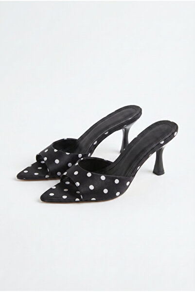 Bianco Lucci Women's Polka Dot Pointed Toe Heeled Slippers 50021009