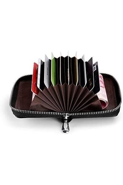 GENERAL Slim rfid wallets for men, genuine leather card holder zipper card ca...