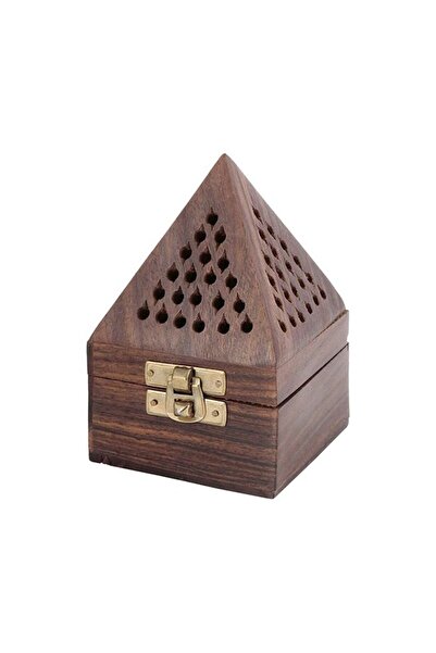 Generic Pyramid Shaped Wooden Bakhoor Brown 7.5x12cm