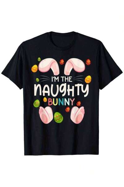 9JY تي شيرت I'm The Naughty Bunny Funny Matching Family Easter Day ذو تصميم ف...