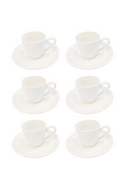 Reem 12-Piece Porcelain Tea Cup & Saucer Set 150ML White, Set for 6 People