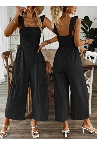 Şeker Portakalım Women's Strappy Gipe Detailed Pocketed Long Jumpsuit