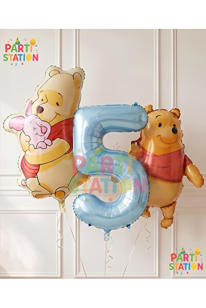 Parti Station مجموعة بالونات ويني ذا بوه كونسبت لعمر 5 سنوات، 3 قطع