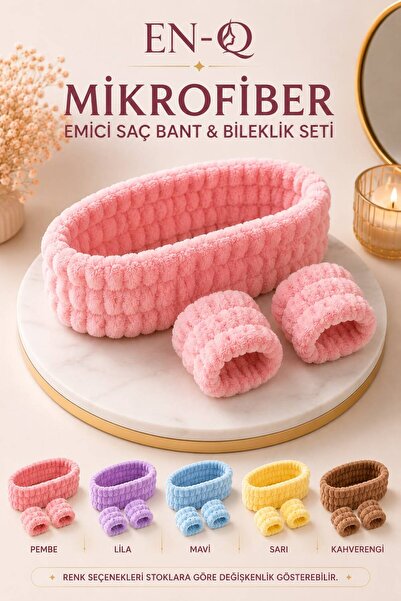 ENQ Mikrofiber Emici Saç Bandı & Bileklik Seti | Makyaj, Cilt Bakımı, Duş ve ...