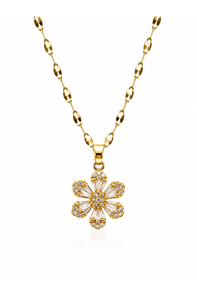 Angelovia Daisy Gold Steel Necklace