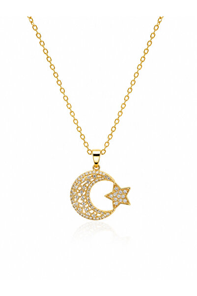 Angelovia Moon Star Stone Steel Women's Necklace