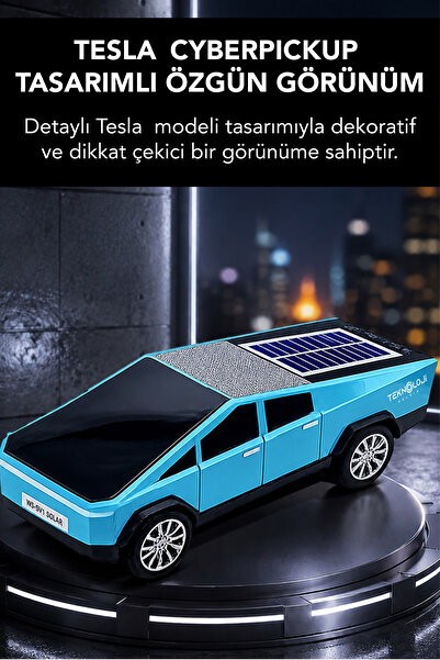 Teknoloji Gelsin WS-699 Cybertruck Model Bluetooth Hoparlör | TWS Stereo | Güneş Enerjili Şarj | USB / TF Kart / AUX / FM Radyo