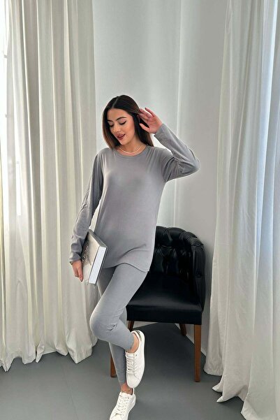 Moda Days طقم سفلي وعلوي رمادي اللون للنساء، طقم سفلي وعلوي حراري بأكمام طويل...