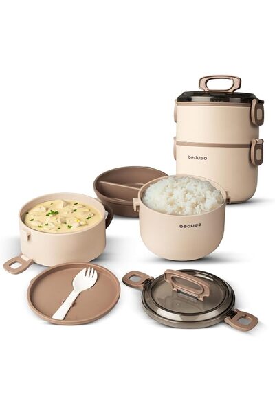 BAYBEE Stainless Steel Insulated Lunch Box 2000 ml | Double-Wall Thermal, Lea...