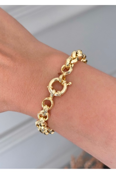 emy by emel luxury silver jewelry Altın Kaplama Gemici Kilitli Köşeli Doc Zin...