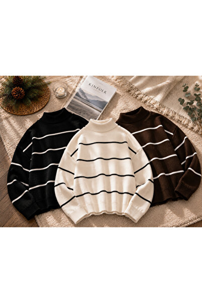 pepule Women's Striped Oversize Knitted Sweater