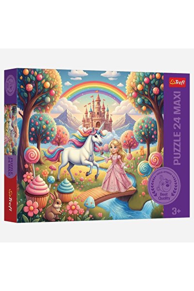 Trefl Puzzle Jumbo Maxi cu Castel de Prințese și Unicorni, 24 de piese, pentr...