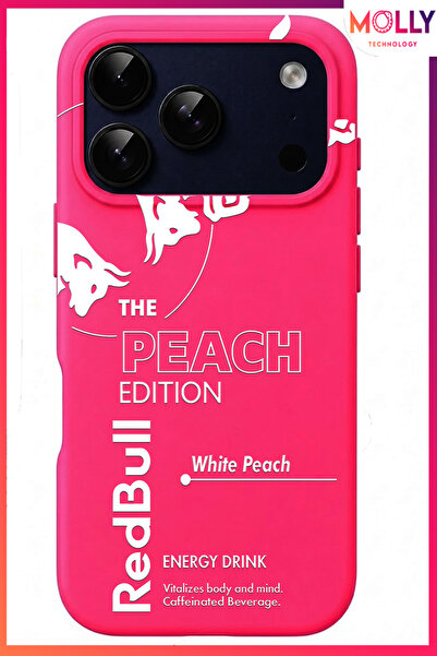 Molly iPhone 17 PRO İçin Neon Pembe The Peach Edition Desenli İçi Kadife Sili...