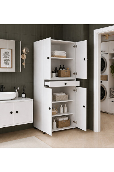 Çavdar Mobilya Dekorasyon Beyaz Çok Amaçlı Banyo Dolabı