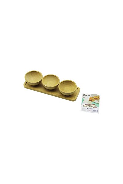 Marsilyan 4Pcs Snack Bowl - Lokum Bowl with Wooden Bamboo Tray Bowl Set 30X11...