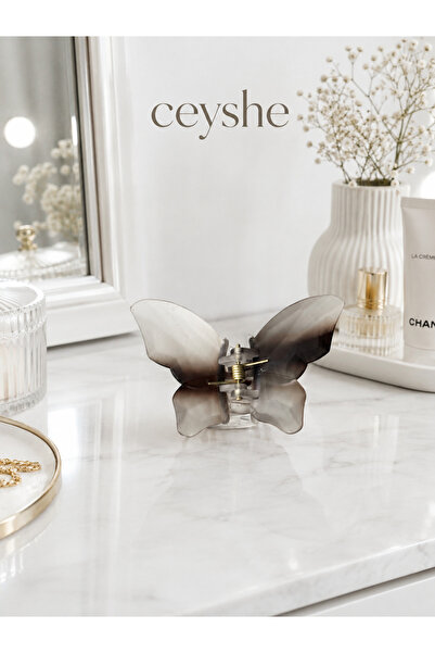 CeyShe Pinterest Imported Hair Clip Matte Brown White Butterfly Large Hair Cl...