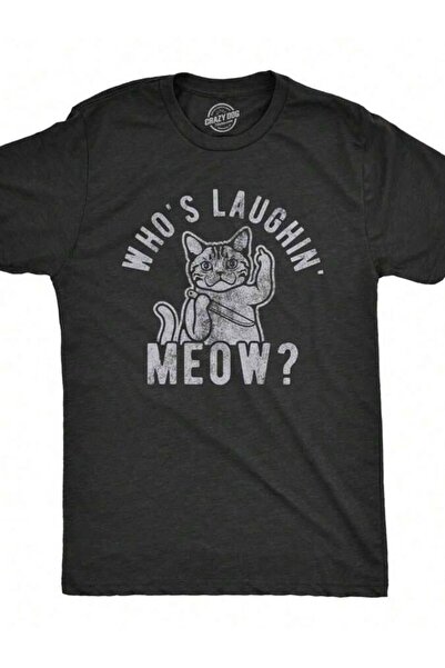 NOURAM Whos Laughing Meow Shirt Saying Cat Sarcastic Graphic Tee For Guys Men...