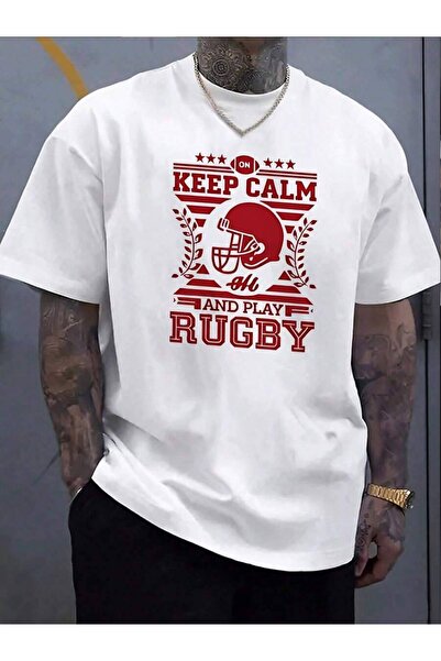 NOURAM تي شيرت رجالي مطبوع عليه نقوش من Keep Calm And Play، مصنوع من القطن، ب...