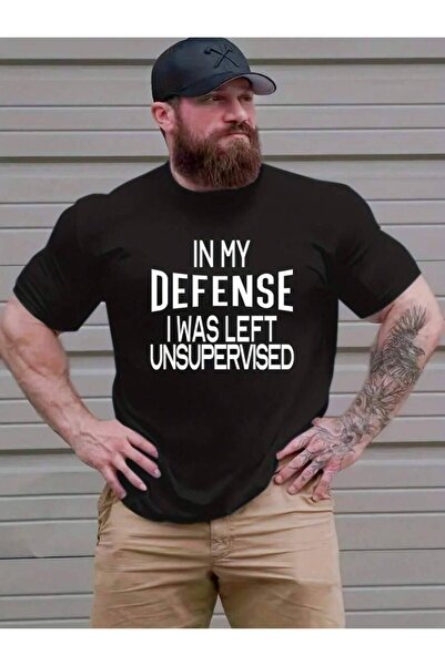 LİNA06 Men's Slogan Print Round Neck Short Sleeve Casual T-Shirt