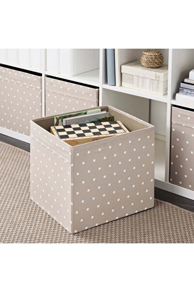 None DRÖNA Box, beige/dotted, 33x38x33 cm