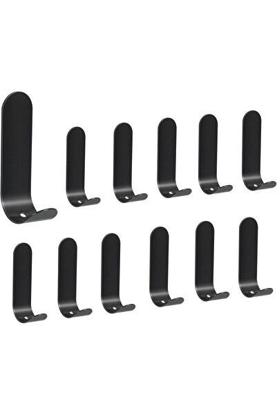 STARSTAR 12-Pack Black Adhesive Wall Hooks, 304 Stainless Steel Kitchen Towel...