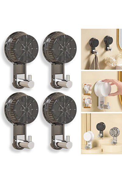 STARSTAR Bathroom suction cup hooks, 4-Pack - Strong vacuum suction hooks, wo...