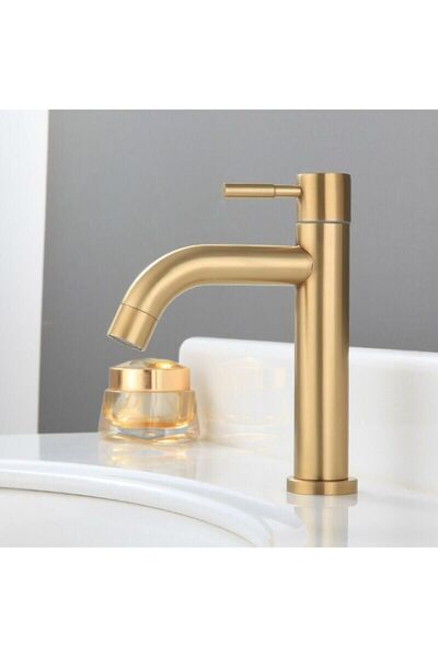 STARSTAR Single cold water basin faucet, stainless steel bathroom countertop ...