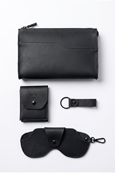 BeeBlack 100% Genuine Crazy Cowhide Leather (Handbag, Wallet, Glasses Case, K...