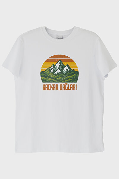 lofux Kaçkar Dağlari Retro Nature Printed White T-Shirt