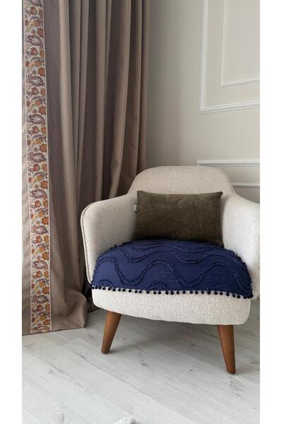 Hisar Home غطاء كرسي بوهيمي مموج مزين بالشراشيب والبومبون مقاس 75 × 90