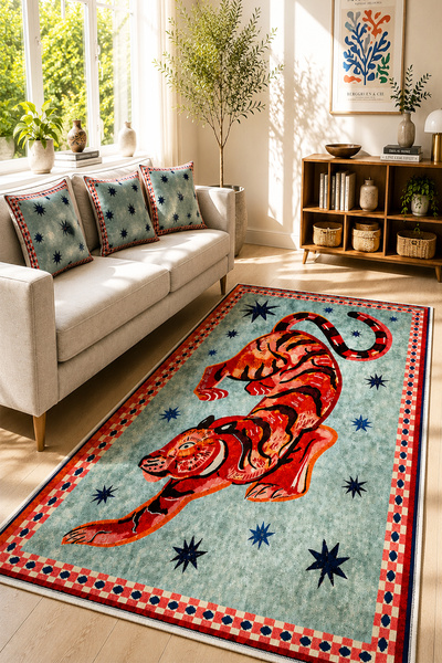 Chilai Home Soso Makinede Yıkanabilir Kaymaz Taban Leke Tutmaz Dijital Salon Halısı Mutfak Halısı ve Yolluk