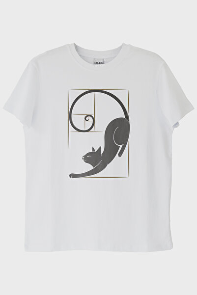 lofux Organic Perfection Cat White T-Shirt