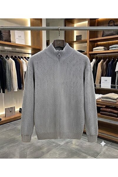 zs zaos fashion Men's Full Zipper Stand Collar Cardigan Sweater Thick Winter ...