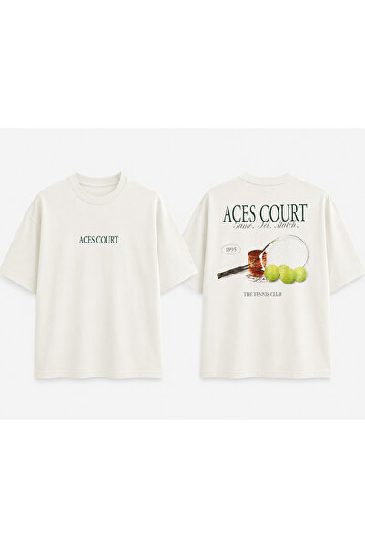 VODEXA Unisex Oversize Tennis Printed T-Shirt 100% Cotton Tennis Themed Comfo...