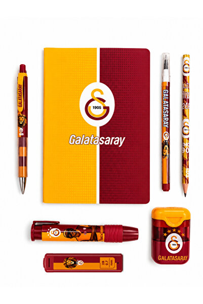 Galatasaray 13X18 cm Noktalı Defter , Lisanslı Kırtasiye Kalem ve Silgi Seti