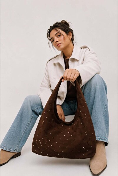 Madamra Brown Women's Suede Shopper Soft Form Shoulder Bag