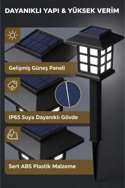 ALFAGİFT Solar Bahçe Aydınlatma Lambası 2'li Set IP65 Suya Dayanıklı Güneş Enerjili Dış Mekan