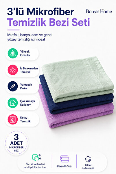 Boreas Home Set od 3 komada mikrofibrastih krpa za čišćenje 40x60, višenamens...