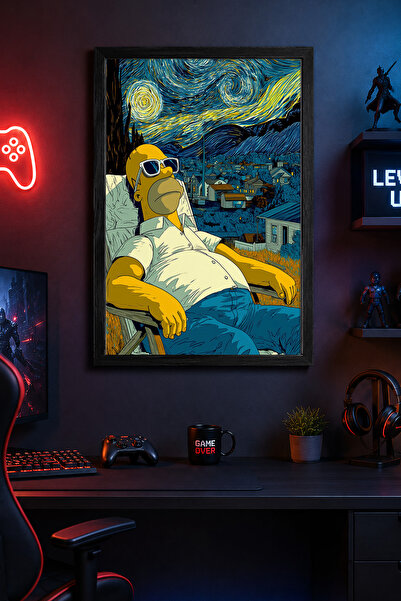 Charmbi Poster cu ramă din lemn negru Simpsons, imprimare digitală premium, p...