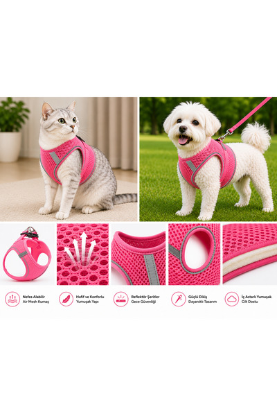 Karamel Pet طوق صدر للقطط والكلاب من القماش الشبكي المسامي مقاس XX صغير 28x32...