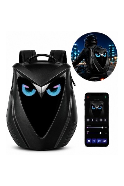 KASEVY ®   Rucsac de motocicletă cu ochi de bufniță LED, Conține cască de mot...